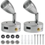 Lot de 2 lampes 12v � intensit� variable avec usb 3 - 6000k spot led 3w pour camping car avec interrupteur ...