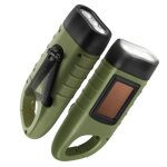 Lot de 2 lampes de poche � �nergie solaire � manivelle rechargeable led lampe � d�gagement rapide mousqueton ...