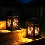 Lot 2 lanternes solaires ext�rieur ? lumi�re led bougie vacillante �tanche jardin ? d�coration suspendue ...