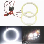 Lot de 2 led cob angel eyes halo ring drl auroles anneaux pour phare de voiture avec couvercle en plastique ...