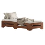 Lot de 2 lits superposables ronny 90 x 200 cm brun fonc� couchage suppl�mentaire fonctionnel en pin massif ...