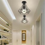 Lot de 2 lustres suspensions - cage forme diamant - en métal - noir Lot de 2 lustres suspensions - cage forme diamant - en métal - noir