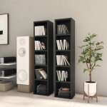 Lot de 2 meubles tagre bibliothque noir - style essentiel - contemporain design - 80 cd - agglomr ...