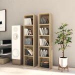 Lot de 2 meuble range cd haut de gamme - armoire de rangement ch�ne sonoma 21x16x935 cm agglom�r� market� ...
