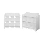 Lot de 2 meubles de rangement pour enfant blanc. 18 casiers. 64x29. 5x60cm