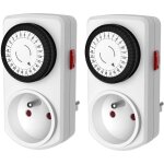 Lot de 2 minis programmateurs mécaniques journaliers - gao - 3680 w - 48 programmes - blanc Lot de 2 minis programmateurs mécaniques journaliers - gao - 3680 w - 48 programmes - blanc