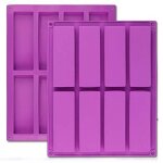 Lot de 2 moules rectangulaires en silicone 8 cavités pour barres énergétiques et céréales Lot de 2 moules rectangulaires en silicone 8 cavités pour barres énergétiques et céréales
