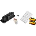 Lot 2 moules silicone bûche de noël ondulée + 1 moule bûchettes insert 9 cavités Lot 2 moules silicone bûche de noël ondulée + 1 moule bûchettes insert 9 cavités