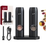 Moulin à poivre et sel electrique - ensemble de 2 - rechargeable - broyeur en céramique et lumière Moulin à poivre et sel electrique - ensemble de 2 - rechargeable - broyeur en céramique et lumière