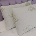 Lot de 2 oreillers mousse a mémoire de forme matelassès 40x60 h12 cm - confort moelleux - aloe vera Lot de 2 oreillers mousse a mémoire de forme matelassès 40x60 h12 cm - confort moelleux - aloe vera