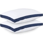 Lot de 2 oreillers � soufflets 50x70 cm - premium bleu marine soutien cervical respirant