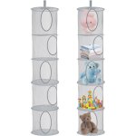 Lot de 2 organiseurs de rangement suspendus pliables � 5 compartiments en maille filet - sac de rangement ...