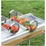 Lot de 2 paniers de barbecue rotatifs en acier inoxydable pour viandes l�gumes poissons frites compatible ...