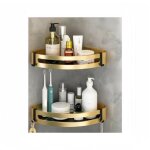 Lot de 2 paniers de douche angulaires sans per�age support mural en acier inox �tag�re de rangement pour ...