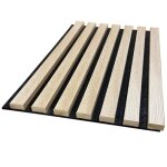 Lot de 2 panneaux tasseaux bois mdf acoustique dcor chne clair sur fond feutrine noire 2600 x 300 x ...