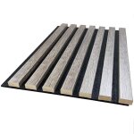 Lot de 2 panneaux tasseaux bois mdf acoustique dcor chne gris sur fond feutrine noir 2600 x 300 x 17 ...