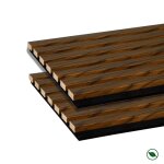 Lot de 2 panneaux tasseaux bois mdf acoustic d�cor noyer sur fond feutrine noir 2600 x 300 x 17 mm 156 ...
