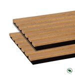 Lot de 2 panneaux tasseaux bois mdf acoustique d�cor ch�ne bronze sur feutrine noire 2600x300x17mm pefc ...
