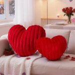 Lot de 2 pi�ces coussin en forme de c?ur rouge coussin d�coratif en forme de c?ur coussins d�coration ...