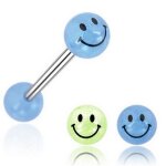 Lot 2 piercings langue solene smile sourire emoji acier chirurgical inoxydable anti allergique barbell ...