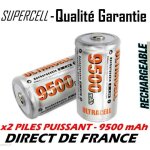 Lot de 2 piles c r14 lr14 9500mah rechargeable 1. 2v ni - mh accu direct de france Lot de 2 piles c r14 lr14 9500mah rechargeable 1. 2v ni - mh accu direct de france
