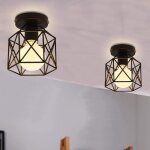 Lot de 2 plafonniers industrielles en métal cage carré lustre abat - jour fer luminaire e27 40w noir ... Lot de 2 plafonniers industrielles en métal cage carré lustre abat - jour fer luminaire e27 40w noir ...