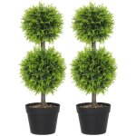 Lot de 2 plantes artificielles - homcom - boules de buis artificiel topiaire 60 cm en pot - plastique ...