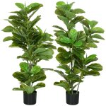 Lot de 2 plantes artificielles - homcom - figuiers - avec pot - texture naturelle - hauteur 110 cm - ...