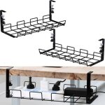 Lot de 2 plateaux sans perçage / organiseurs de câbles sous le bureau pour la gestion des fils panier ... Lot de 2 plateaux sans perçage / organiseurs de câbles sous le bureau pour la gestion des fils panier ...
