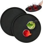 Lot de 2 plateaux de service ronds diam�tre de 40 cm surface antid�rapante restaurant noir label