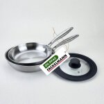 2 po�les 24 cm et 28 cm inox 18 / 10 triply et couvercle fackelmann vita3