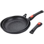 Lot de 2 po�les effet pierre avec manche amovible - shepler - diam�tre - 30 et 24 cm