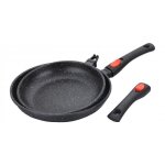 Lot de 2 po�les effet pierre avec manche amovible - shepler - diam�tre - 28 et 20 cm