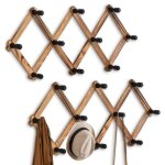 Lot de 2 porte - manteaux extensibles en bois � fixation murale - crochets muraux en accord�on pour cl�s ...