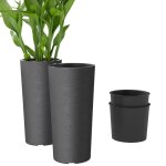 Lot de 2 pots de plantes - outsunny - empilables - bac int�rieur et trous de drainage - plastique - �35 ...
