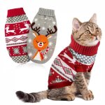 Lot de 2 pulls de no�l pour chat et chien - flocons de neige - motif rennes - tricot - v�tements dhiver ...