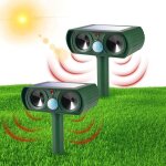 Lot de 2 r�pulsifs chat ext�rieur ultrasoniques � �nergie solaire �tanches avec d�tecteur de mouvement ...