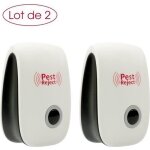 Lot de 2 repulsif insectes rongeur anti - nuisibles  ultrasons electronique pest repeller pour anti ...