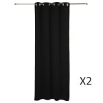 Lot de 2 rideaux occultants noir � ?illets 135 x 240 cm