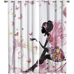 Lot de 2 rideaux occultants thermiques pour chambre et salon fille papillon jaune rose 60x120cm Lot de 2 rideaux occultants thermiques pour chambre et salon fille papillon jaune rose 60x120cm