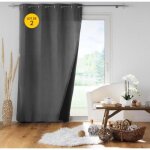 Lot de 2 rideaux occultants 140 x 260 cm � ?illets jupiter anthracite - doublure polaire thermique
