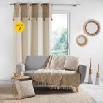 Lot de 2 rideaux a oeillets 140 x 240 cm polycoton + haut m�tallis� sultan or