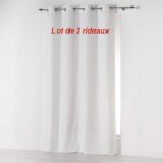 Lot de 2 rideaux a oeillets 140 x 260 cm microfibre unie absolu blanc