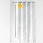 Lot de 2 rideaux a oeillets 140 x 260 cm polyester mtallis bloomy blanc / argent