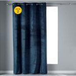 Lot de 2 rideaux tamisants velours 140 x 240 cm - bleu marine avec ?illets m�talliques