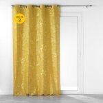 Lot de 2 rideaux tamisant à oeillets 140 x 260 cm imprimé métalillisé belflor jaune / or Lot de 2 rideaux tamisant à oeillets 140 x 260 cm imprimé métalillisé belflor jaune / or