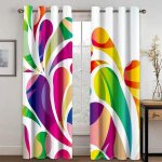Lot de 2 rideau thermiques occultant toile filante crative rouge vert blanc jaune rideaux 60x120cm[63] ...