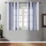 Lot de 2 rideau voilages - bleu marine 140x145cm en lin - motif rayures verticales décor salon chambre ... Lot de 2 rideau voilages - bleu marine 140x145cm en lin - motif rayures verticales décor salon chambre ...