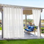 Lot de 2 rideaux voilages dext�rieur avec ?illets pour portails de terrasse 134 x 210 cm (h x l) blanc ...