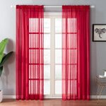 Lot de 2 rideaux voilages nol passe - tringle - 140x260cm rouge en effet lin - dcor salon chambre - ...
